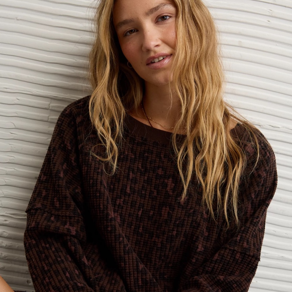 American Eagle Outfitters Dark Brown Crew Neck Sweater